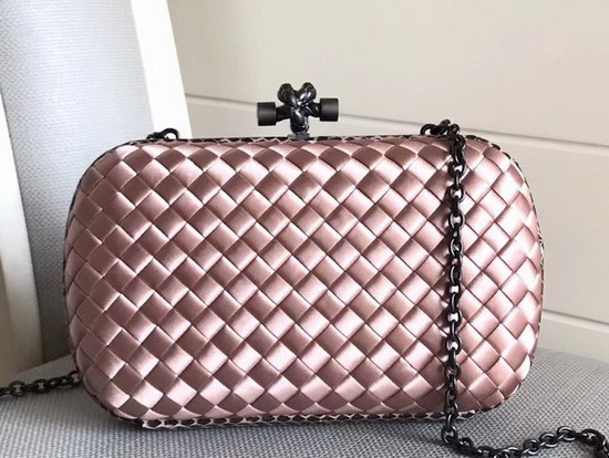 Bottega Veneta Intrecciato Impero Chain Knot in Dark Pink Silk