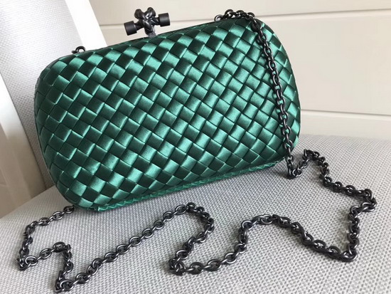 Bottega Veneta Intrecciato Impero Chain Knot in Emerald Green Silk