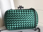 Bottega Veneta Intrecciato Impero Chain Knot in Emerald Green Silk