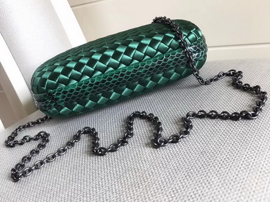 Bottega Veneta Intrecciato Impero Chain Knot in Emerald Green Silk