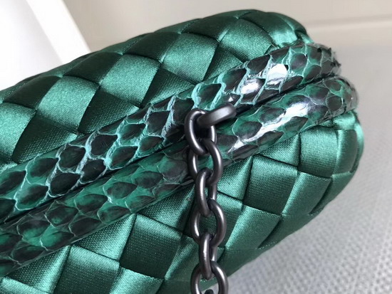 Bottega Veneta Intrecciato Impero Chain Knot in Emerald Green Silk