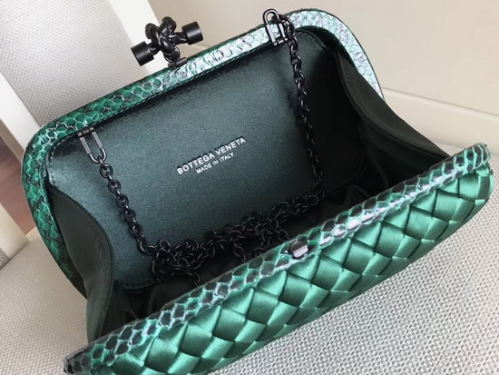 Bottega Veneta Intrecciato Impero Chain Knot in Emerald Green Silk