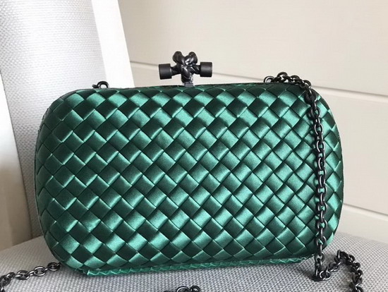 Bottega Veneta Intrecciato Impero Chain Knot in Emerald Green Silk