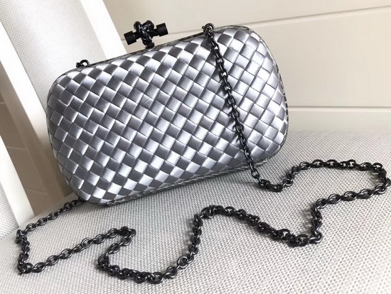 Bottega Veneta Intrecciato Impero Chain Knot in Silver Silk