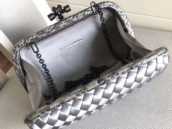 Bottega Veneta Intrecciato Impero Chain Knot in Silver Silk