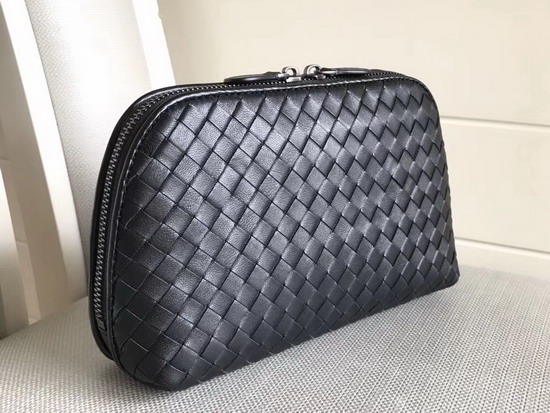 Bottega Veneta Intrecciato Nappa Cosmetic Case in Black