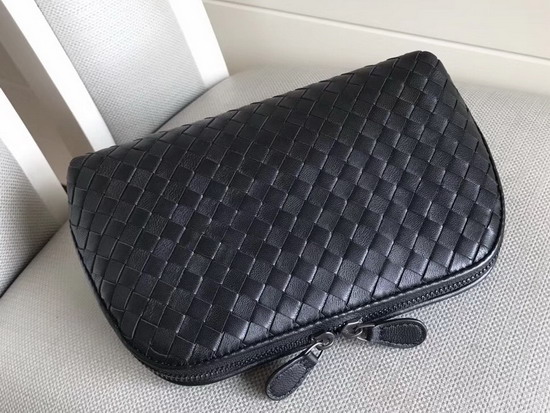 Bottega Veneta Intrecciato Nappa Cosmetic Case in Black