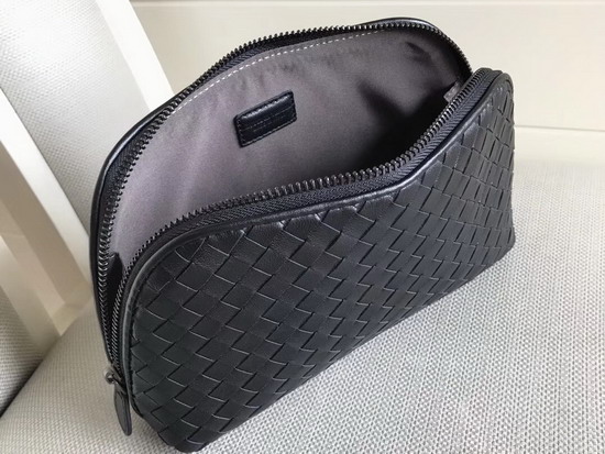 Bottega Veneta Intrecciato Nappa Cosmetic Case in Black