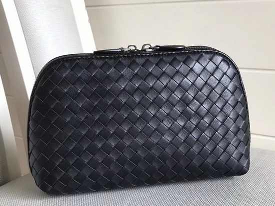 Bottega Veneta Intrecciato Nappa Cosmetic Case in Black