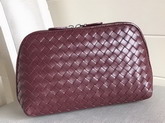 Bottega Veneta Intrecciato Nappa Cosmetic Case in Dark Red