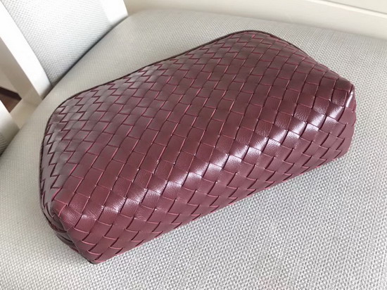 Bottega Veneta Intrecciato Nappa Cosmetic Case in Dark Red