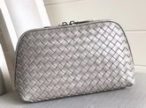 Bottega Veneta Intrecciato Nappa Cosmetic Case in Light Grey