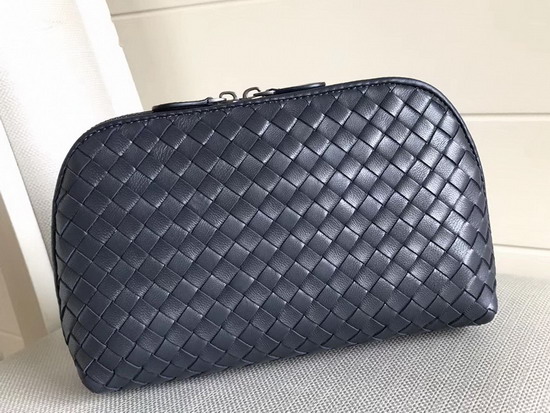 Bottega Veneta Intrecciato Nappa Cosmetic Case in Navy Blue