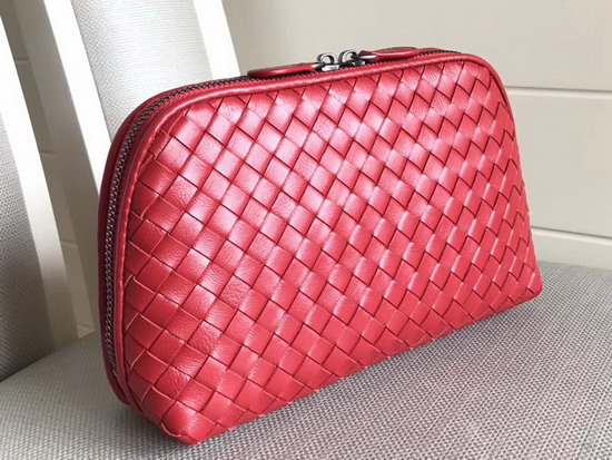 Bottega Veneta Intrecciato Nappa Cosmetic Case in Red