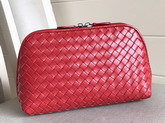 Bottega Veneta Intrecciato Nappa Cosmetic Case in Red