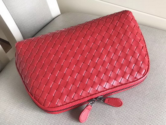 Bottega Veneta Intrecciato Nappa Cosmetic Case in Red