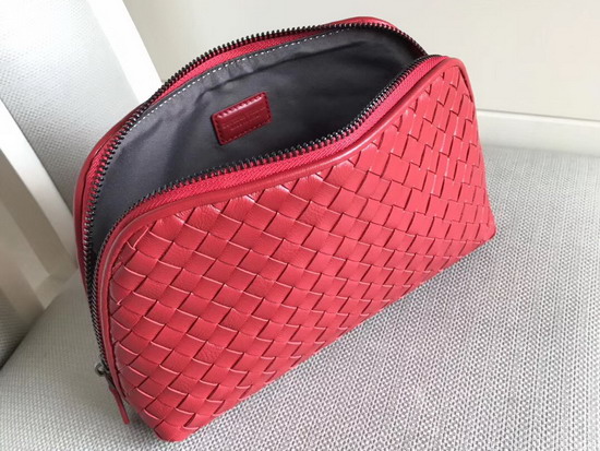 Bottega Veneta Intrecciato Nappa Cosmetic Case in Red