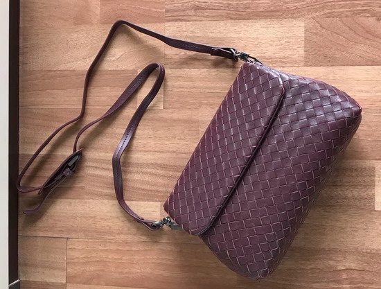 Bottega Veneta Intrecciato Nappa Messenger Bag in Burgundy