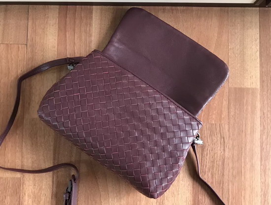 Bottega Veneta Intrecciato Nappa Messenger Bag in Burgundy