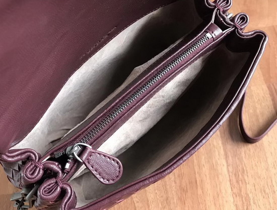 Bottega Veneta Intrecciato Nappa Messenger Bag in Burgundy