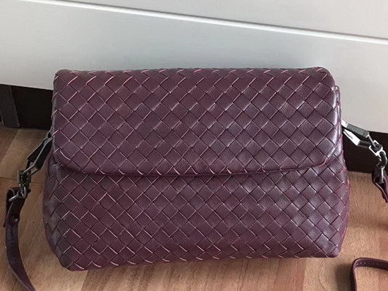 Bottega Veneta Intrecciato Nappa Messenger Bag in Burgundy