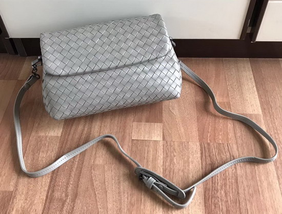 Bottega Veneta Intrecciato Nappa Messenger Bag in Light Grey