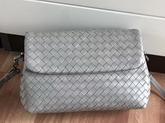 Bottega Veneta Intrecciato Nappa Messenger Bag in Light Grey