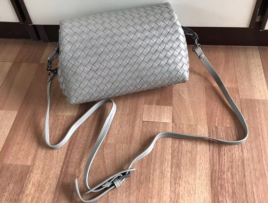 Bottega Veneta Intrecciato Nappa Messenger Bag in Light Grey