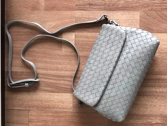 Bottega Veneta Intrecciato Nappa Messenger Bag in Light Grey