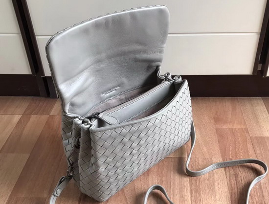 Bottega Veneta Intrecciato Nappa Messenger Bag in Light Grey