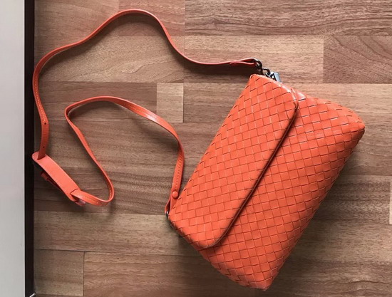 Bottega Veneta Intrecciato Nappa Messenger Bag in Orange