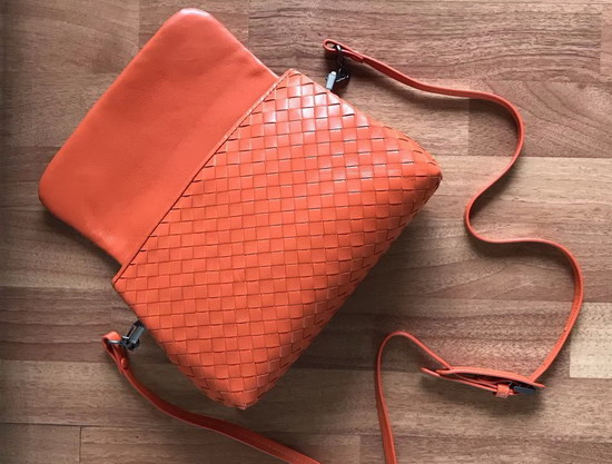 Bottega Veneta Intrecciato Nappa Messenger Bag in Orange