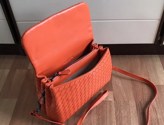 Bottega Veneta Intrecciato Nappa Messenger Bag in Orange