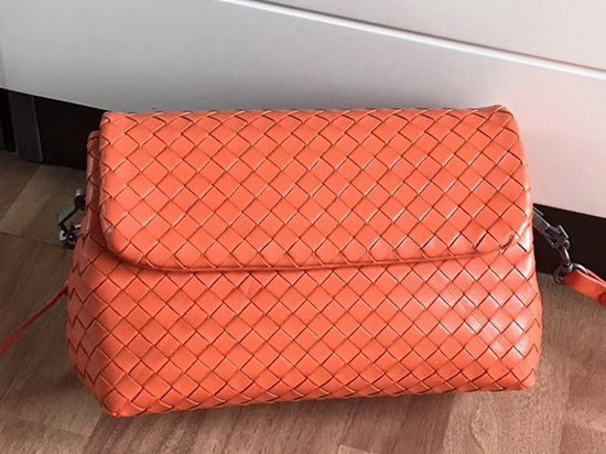 Bottega Veneta Intrecciato Nappa Messenger Bag in Orange