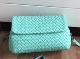 Bottega Veneta Intrecciato Nappa Messenger Bag in Turquoise