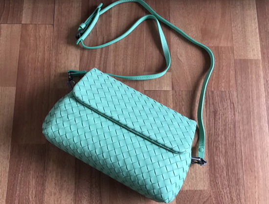 Bottega Veneta Intrecciato Nappa Messenger Bag in Turquoise