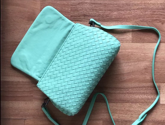 Bottega Veneta Intrecciato Nappa Messenger Bag in Turquoise