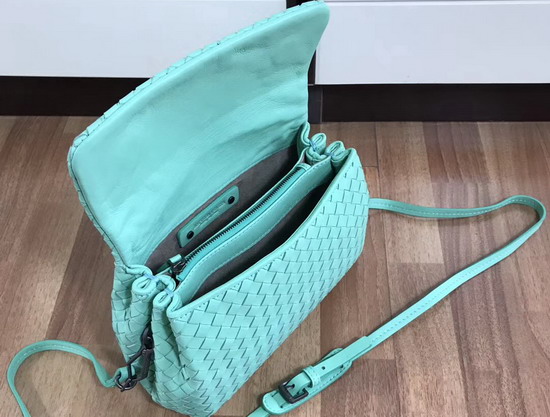 Bottega Veneta Intrecciato Nappa Messenger Bag in Turquoise