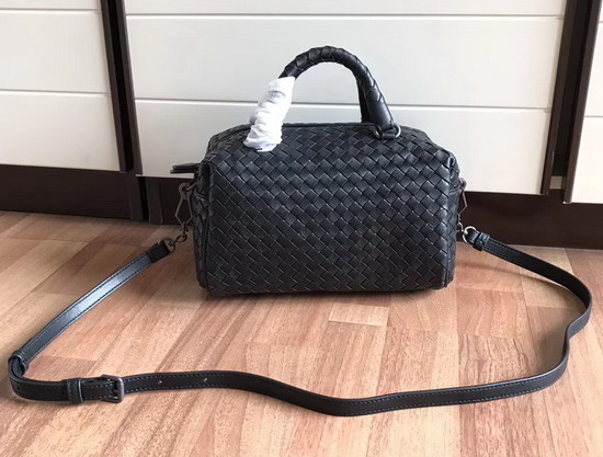 Bottega Veneta Intrecciato Nappa Top Handle Bag Black Boston Bag