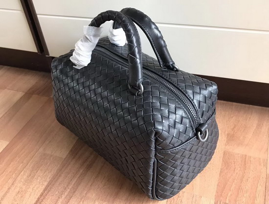 Bottega Veneta Intrecciato Nappa Top Handle Bag Black Boston Bag