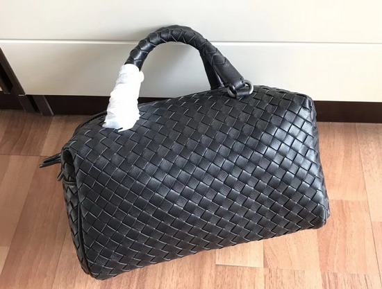 Bottega Veneta Intrecciato Nappa Top Handle Bag Black Boston Bag