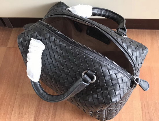 Bottega Veneta Intrecciato Nappa Top Handle Bag Black Boston Bag