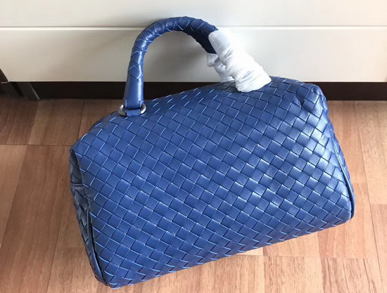 Bottega Veneta Intrecciato Nappa Top Handle Bag Blue Boston Bag