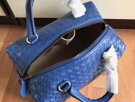 Bottega Veneta Intrecciato Nappa Top Handle Bag Blue Boston Bag