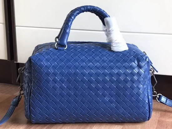 Bottega Veneta Intrecciato Nappa Top Handle Bag Blue Boston Bag