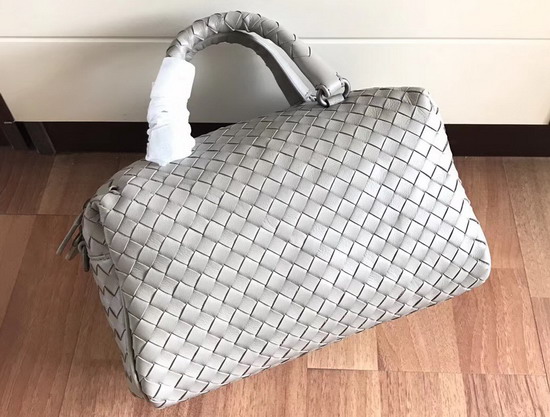 Bottega Veneta Intrecciato Nappa Top Handle Bag Light Grey Boston Bag