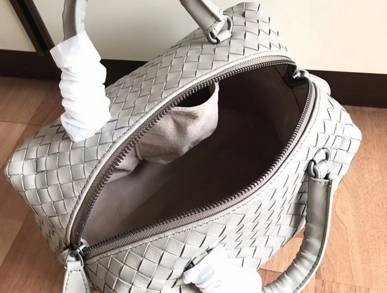 Bottega Veneta Intrecciato Nappa Top Handle Bag Light Grey Boston Bag