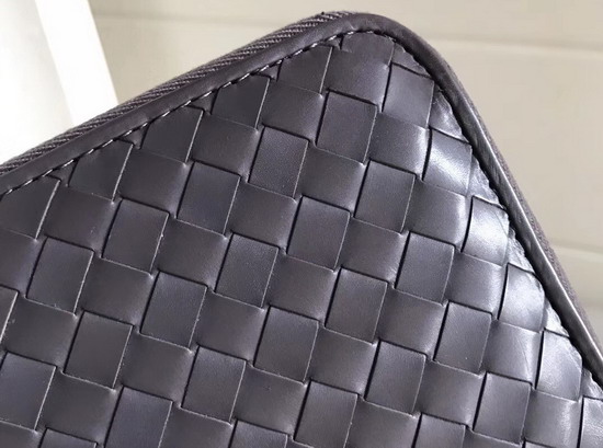 Bottega Veneta Intrecciato Nappa Zip Around Wallet in Dark Grey Calfskin