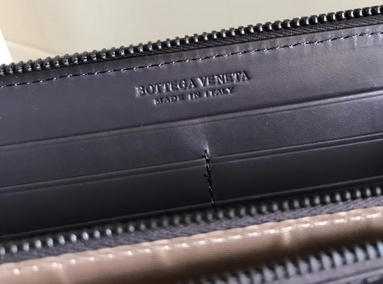 Bottega Veneta Intrecciato Nappa Zip Around Wallet in Dark Grey Calfskin