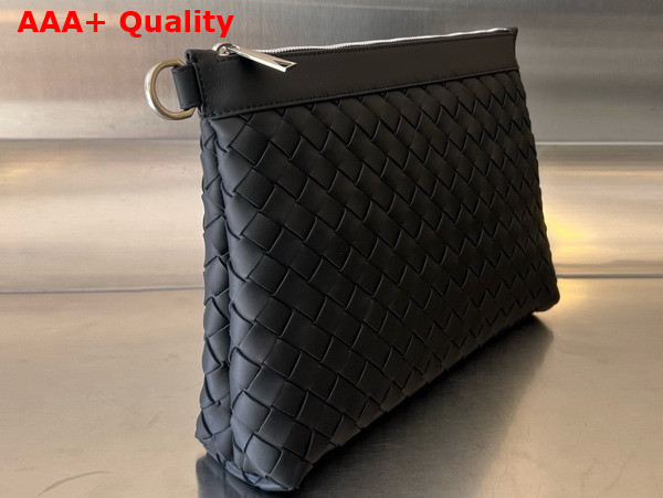 Bottega Veneta Intrecciato Pouch with Wristlet Black Replica